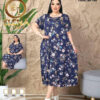 Нічна сорочка великого розміру Elena Tekstil 4XL-6XL, бавовна, темно-синя з квітами, Туреччина
