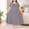 Ночная рубашка большого размера Elena Tekstil 4XL-6XL, хлопок, серая с мелкими цветами, Турция 6XL