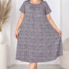 Ночная рубашка большого размера Elena Tekstil 4XL-6XL, хлопок, серая с мелкими цветами, Турция 5XL
