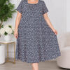 Нічна сорочка великого розміру Elena Tekstil 4XL-6XL, бавовна, сіра з дрібними квітами, Туреччина 5XL