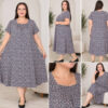 Ночная рубашка большого размера Elena Tekstil 4XL-6XL, хлопок, серая с мелкими цветами, Турция 6XL