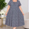 Ночная рубашка большого размера Elena Tekstil 4XL-6XL, хлопок, серая с мелкими цветами, Турция 5XL