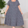 Ночная рубашка большого размера Elena Tekstil 4XL-6XL, хлопок, серая с мелкими цветами, Турция 5XL