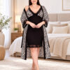 Комплект ночная рубашка с халатом большого размера Lady 4XL 60-62, вискоза, бордовый с цветами, Турция