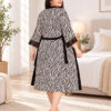 Комплект нічна сорочка з халатом Lady 4XL, віскоза, зебра, мереживо, Туреччина, 60–62