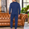 Пижама мужская трикотажная Pijamood (Турция), интерлок, темно-синяя, брюки на манжетах, размер L